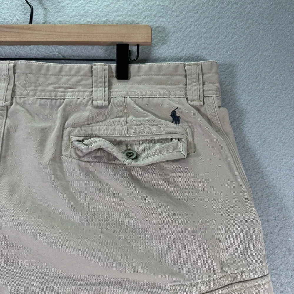 Polo Ralph‎ Lauren Mens Khaki Tan Cotton Twill Cargo Shorts Size 44B Utility